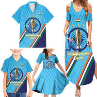 Personalised India Cricket Family Matching Summer Maxi Dress and Hawaiian Shirt 2025 Men In Blue 3rd Champions Proud