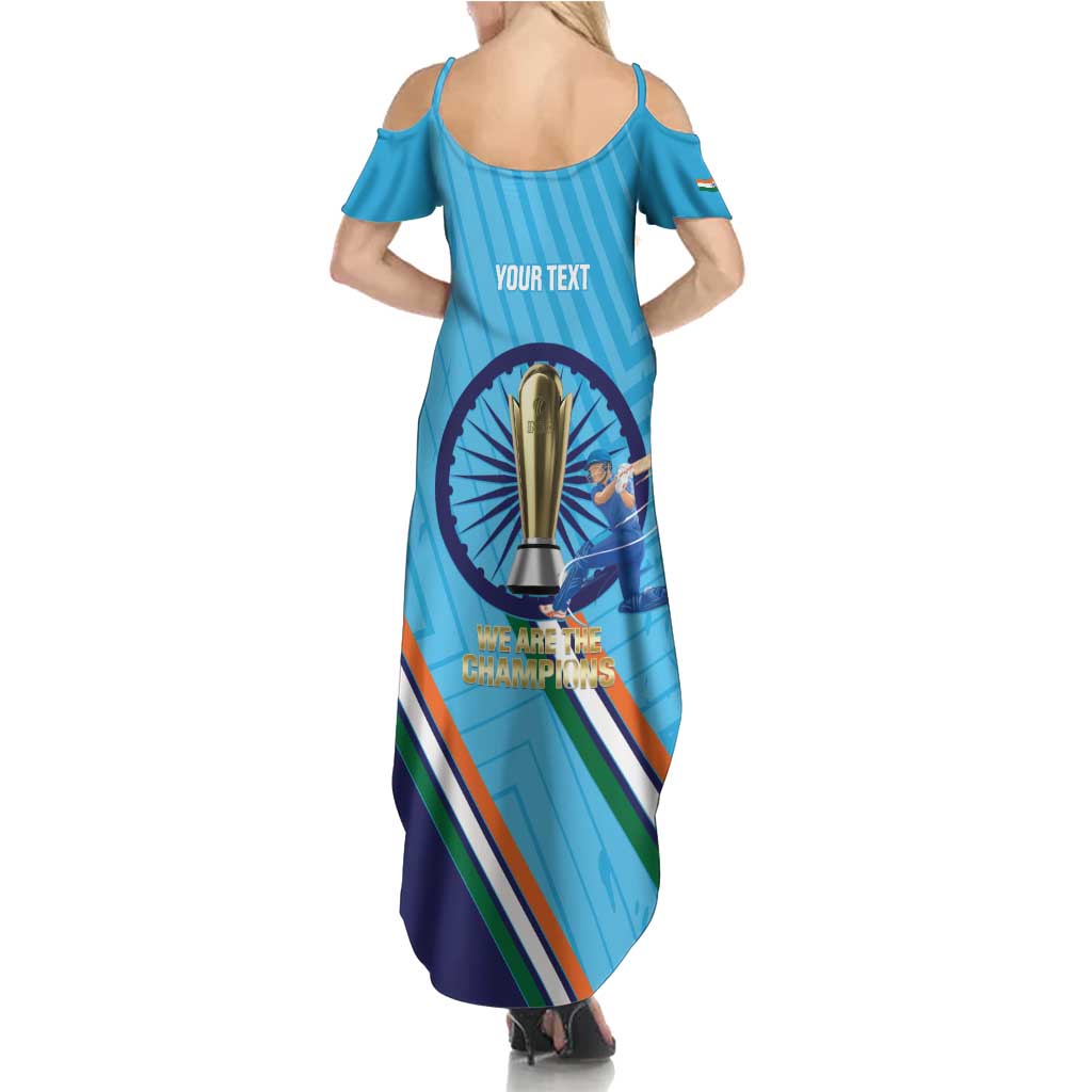 Personalised India Cricket Family Matching Summer Maxi Dress and Hawaiian Shirt 2025 Men In Blue 3rd Champions Proud
