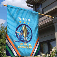 Personalised India Cricket Garden Flag 2025 Men In Blue 3rd Champions Proud