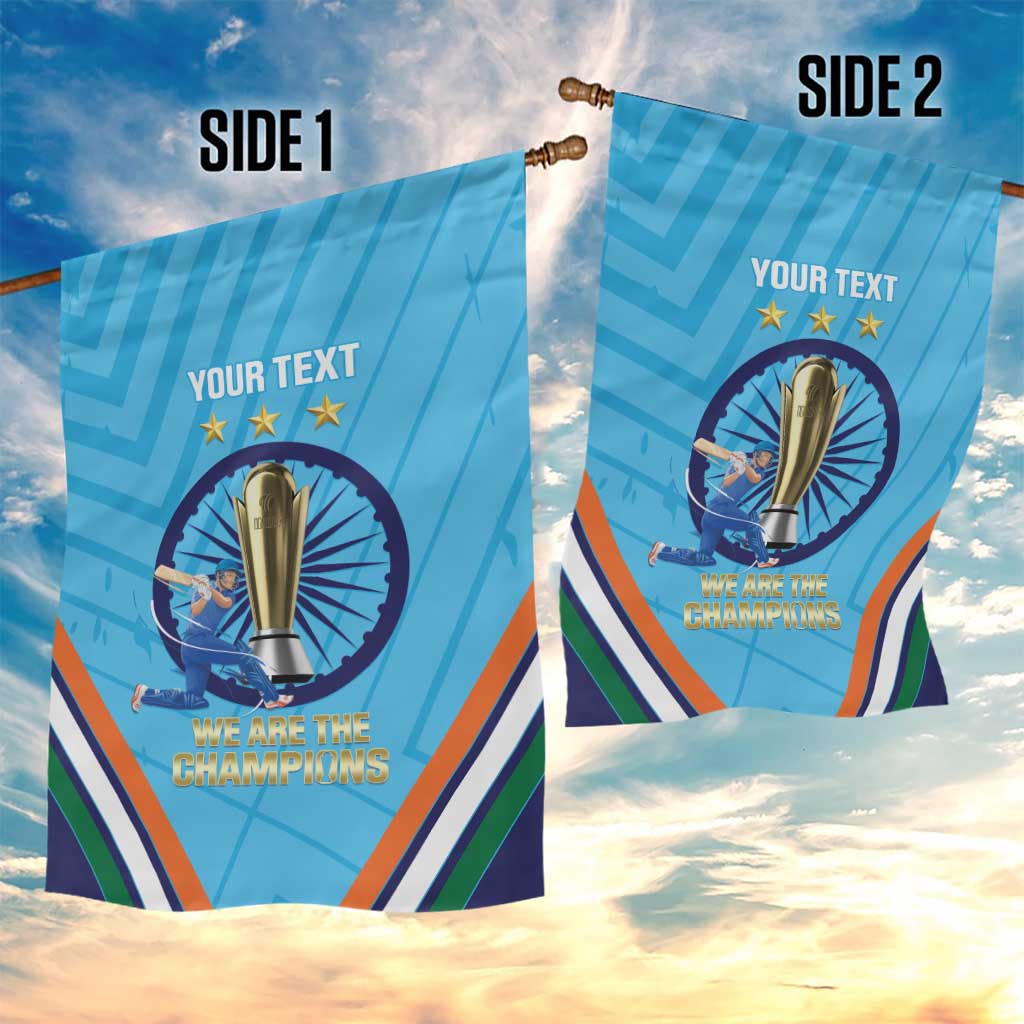 Personalised India Cricket Garden Flag 2025 Men In Blue 3rd Champions Proud