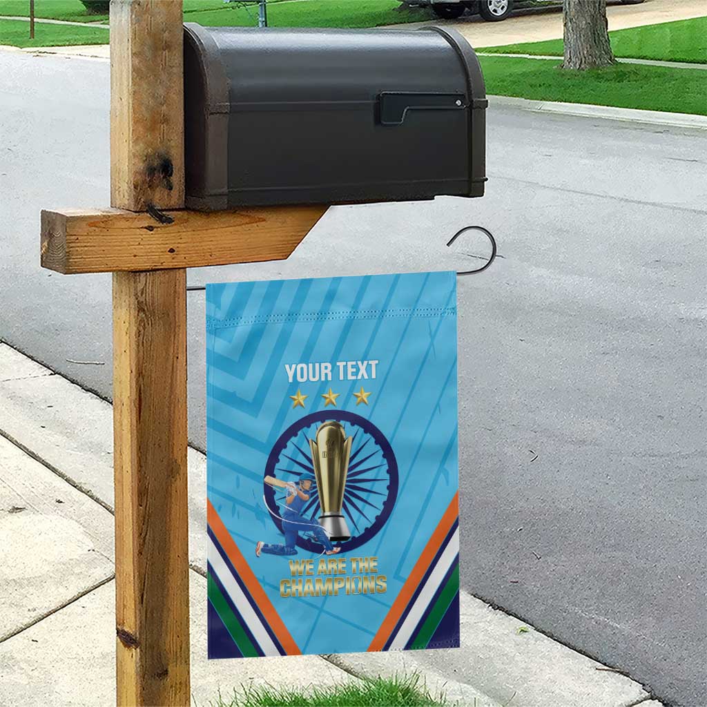 Personalised India Cricket Garden Flag 2025 Men In Blue 3rd Champions Proud