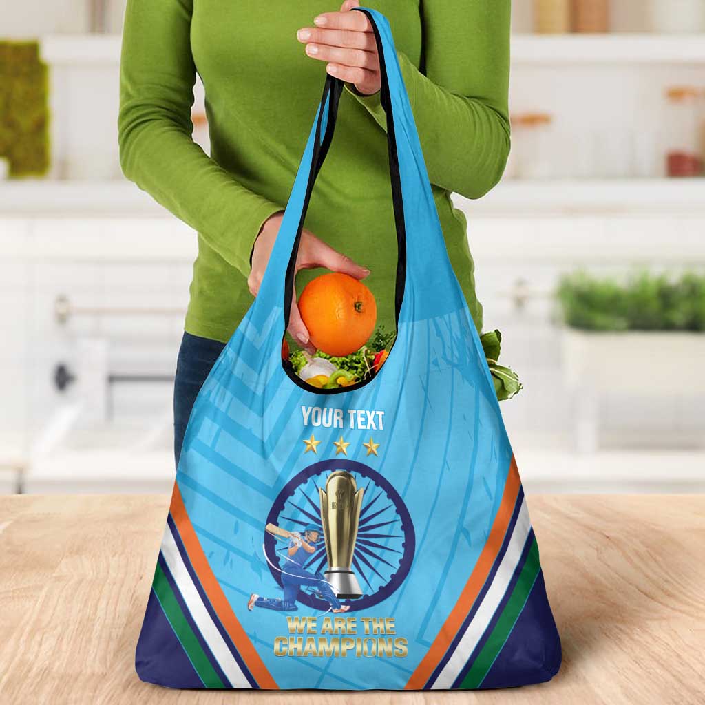 Personalised India Cricket Grocery Bag 2025 Men In Blue 3rd Champions Proud
