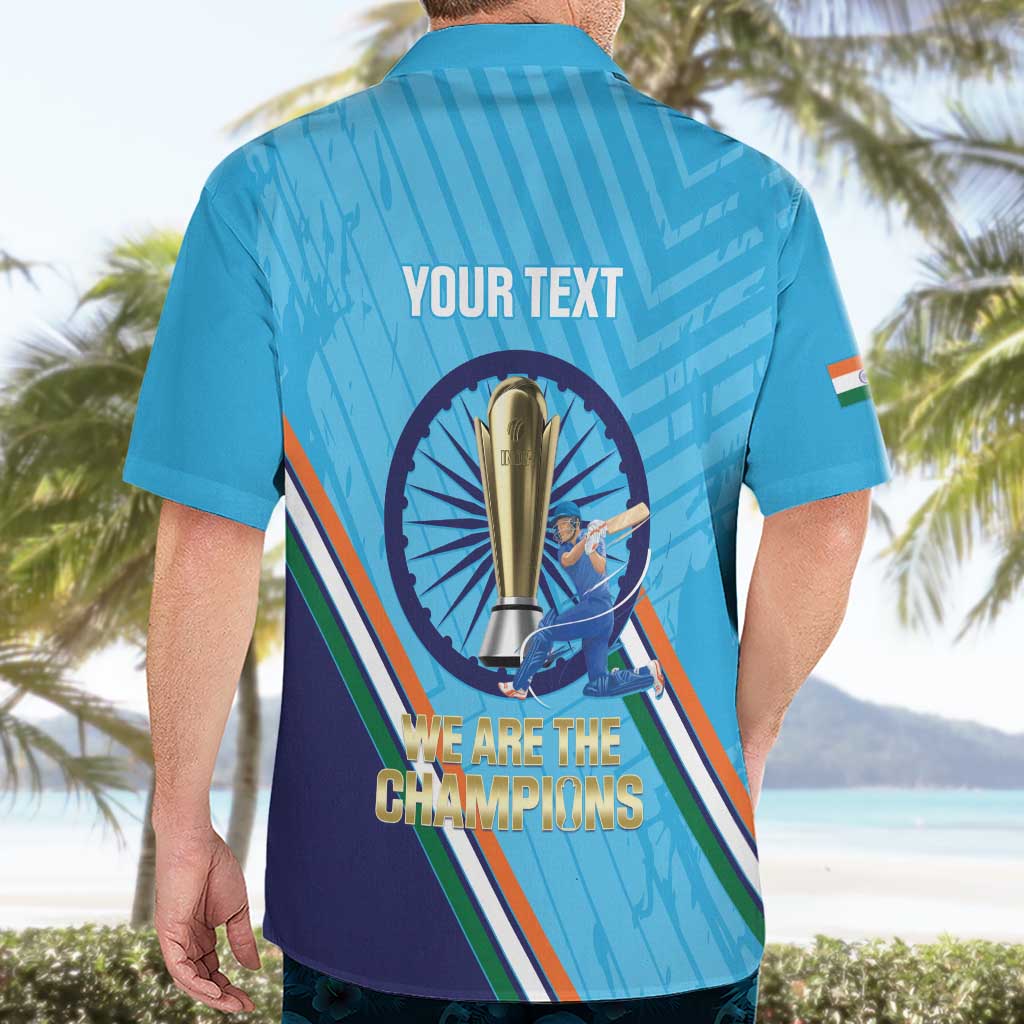 Personalised India Cricket Hawaiian Shirt 2025 Men In Blue 3rd Champions Proud
