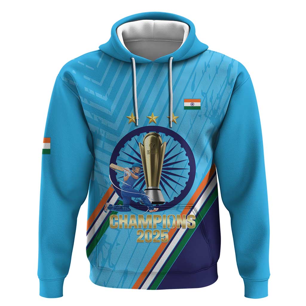 Personalised India Cricket Hoodie 2025 Men In Blue 3rd Champions Proud