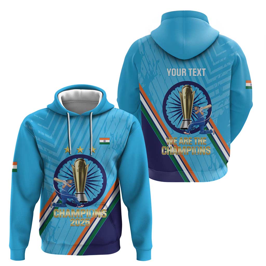 Personalised India Cricket Hoodie 2025 Men In Blue 3rd Champions Proud