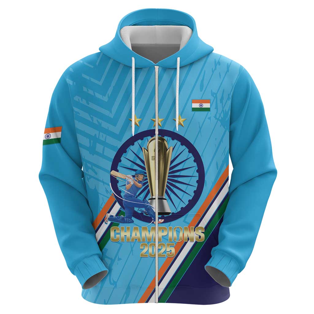 Personalised India Cricket Hoodie 2025 Men In Blue 3rd Champions Proud