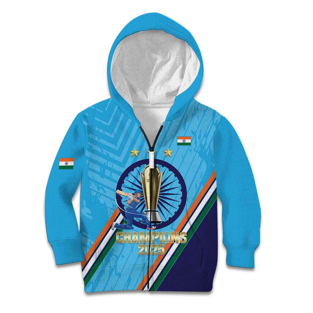 Personalised India Cricket Kid Hoodie 2025 Men In Blue 3rd Champions Proud