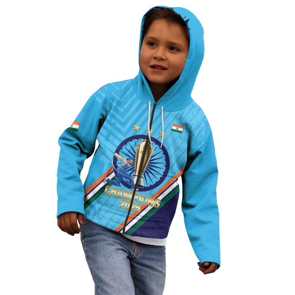 Personalised India Cricket Kid Hoodie 2025 Men In Blue 3rd Champions Proud