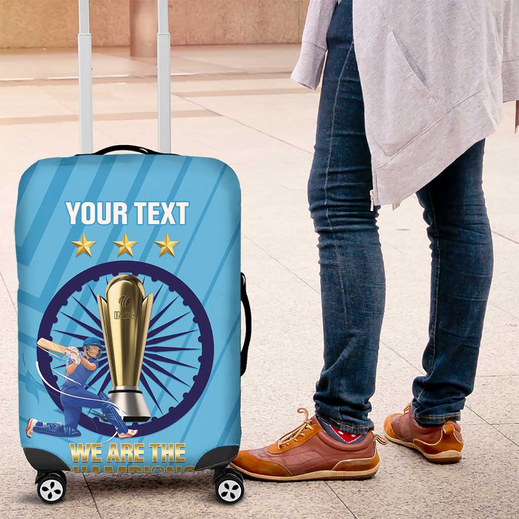 Personalised India Cricket Luggage Cover 2025 Men In Blue 3rd Champions Proud