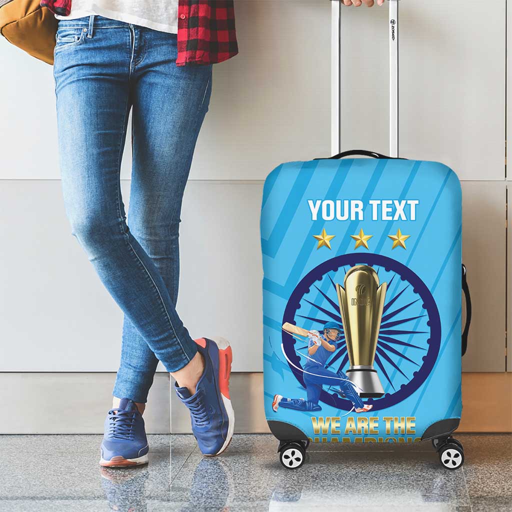 Personalised India Cricket Luggage Cover 2025 Men In Blue 3rd Champions Proud