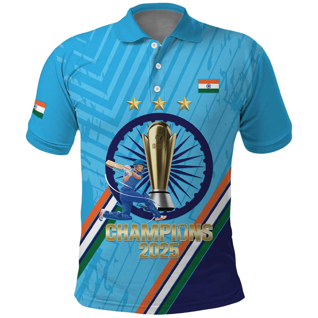 Personalised India Cricket Polo Shirt 2025 Men In Blue 3rd Champions Proud