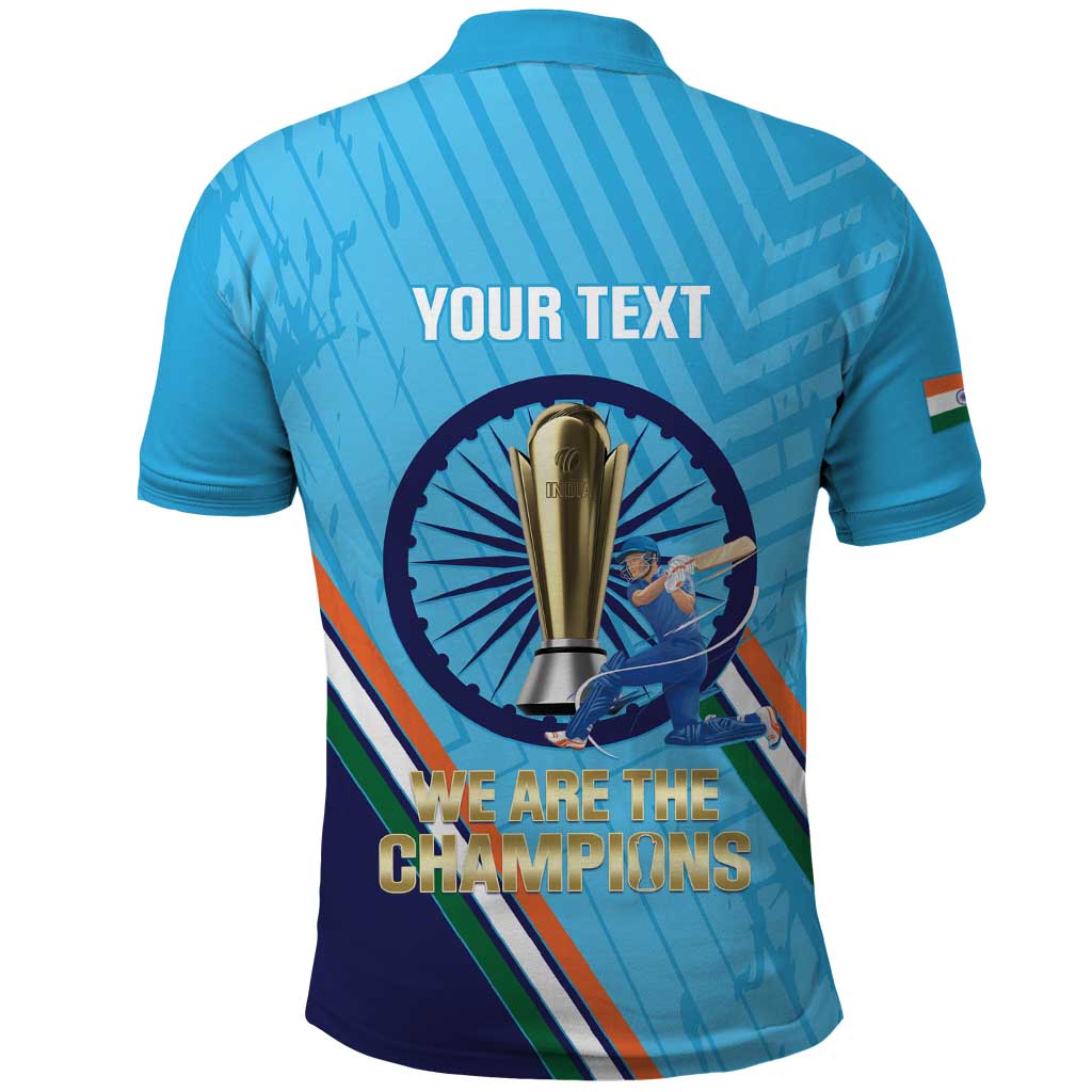Personalised India Cricket Polo Shirt 2025 Men In Blue 3rd Champions Proud