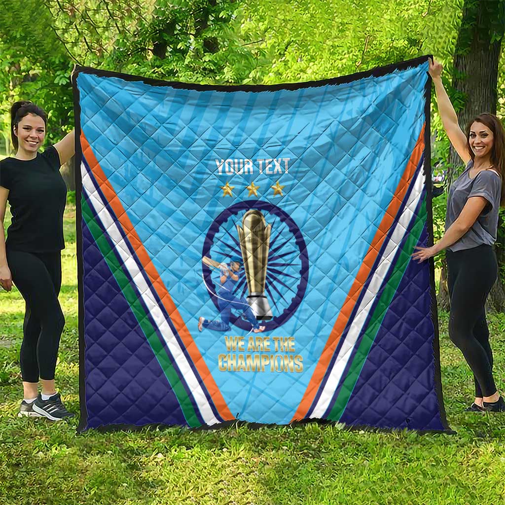 Personalised India Cricket Quilt 2025 Men In Blue 3rd Champions Proud
