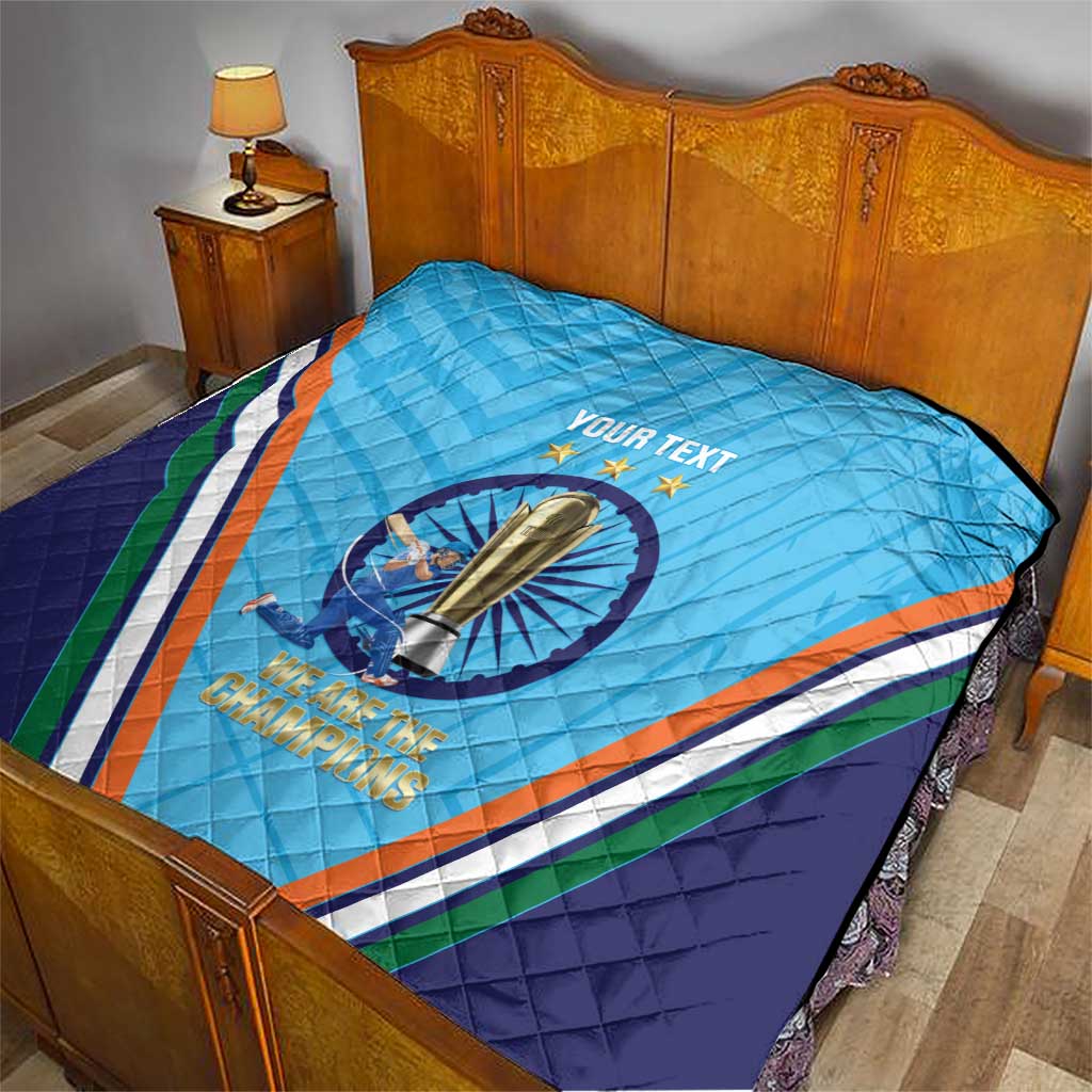 Personalised India Cricket Quilt 2025 Men In Blue 3rd Champions Proud