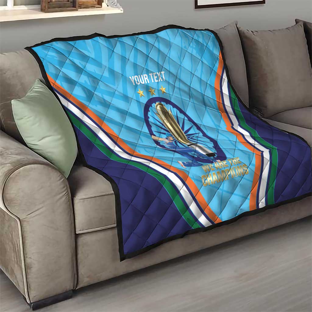 Personalised India Cricket Quilt 2025 Men In Blue 3rd Champions Proud
