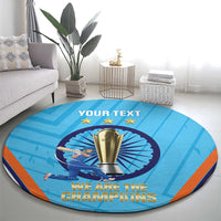 Personalised India Cricket Round Carpet 2025 Men In Blue 3rd Champions Proud
