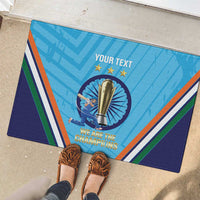 Personalised India Cricket Rubber Doormat 2025 Men In Blue 3rd Champions Proud