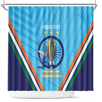 Personalised India Cricket Shower Curtain 2025 Men In Blue 3rd Champions Proud