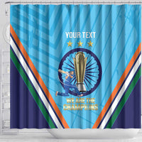 Personalised India Cricket Shower Curtain 2025 Men In Blue 3rd Champions Proud