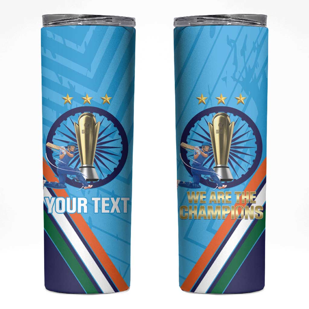 Personalised India Cricket Skinny Tumbler 2025 Men In Blue 3rd Champions Proud