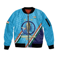 Personalised India Cricket Sleeve Zip Bomber Jacket 2025 Men In Blue 3rd Champions Proud