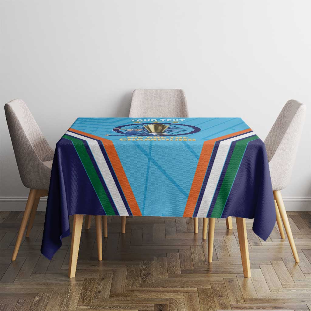 Personalised India Cricket Tablecloth 2025 Men In Blue 3rd Champions Proud