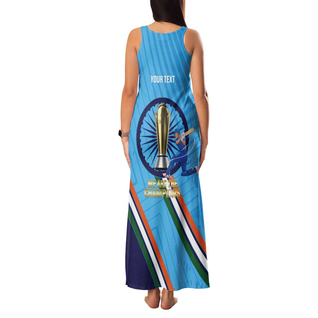 Personalised India Cricket Tank Maxi Dress 2025 Men In Blue 3rd Champions Proud