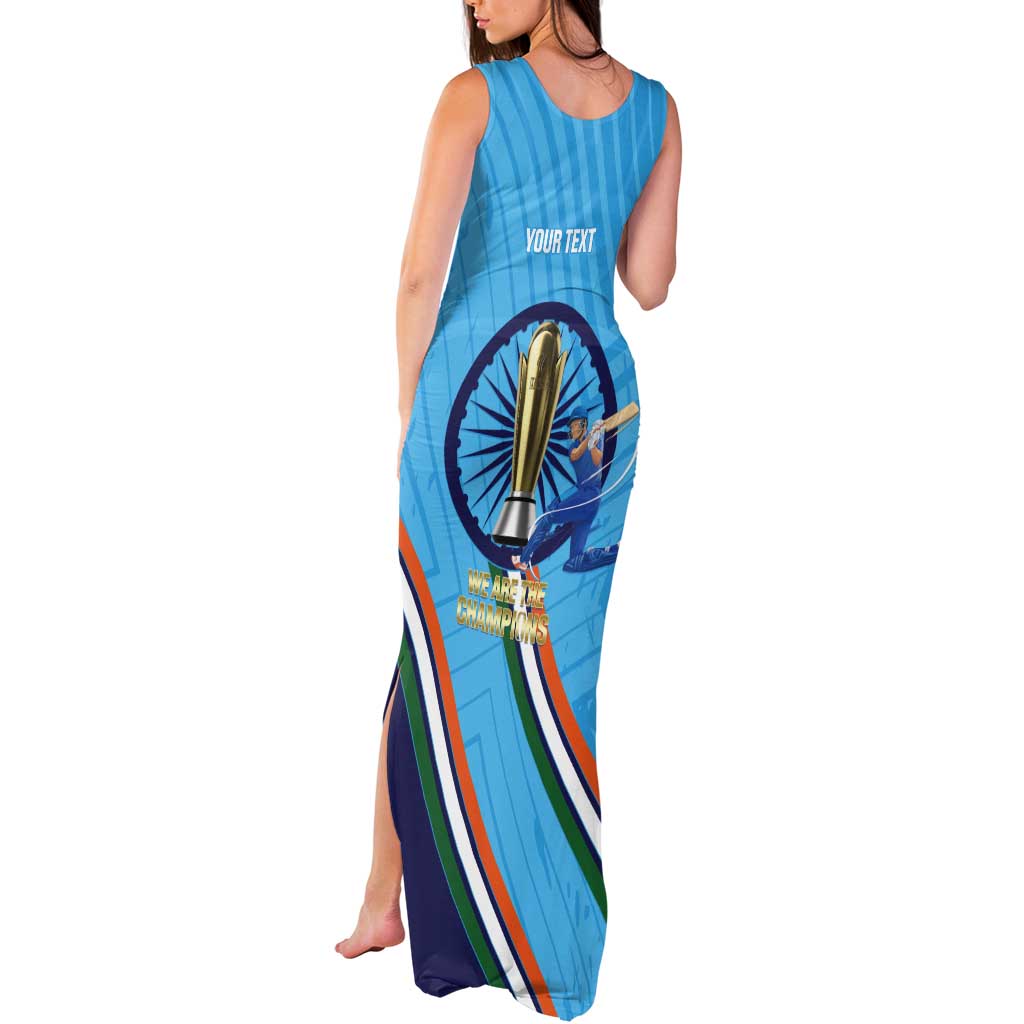 Personalised India Cricket Tank Maxi Dress 2025 Men In Blue 3rd Champions Proud