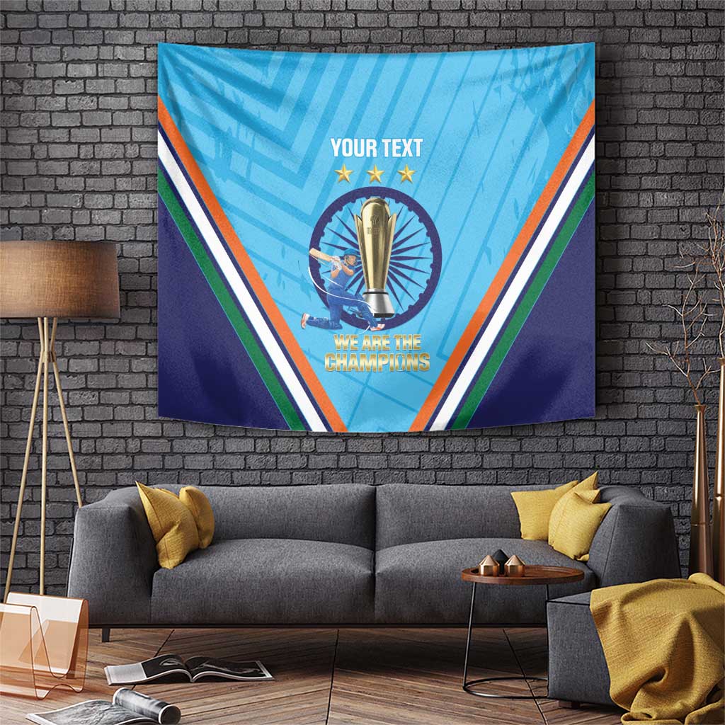Personalised India Cricket Tapestry 2025 Men In Blue 3rd Champions Proud