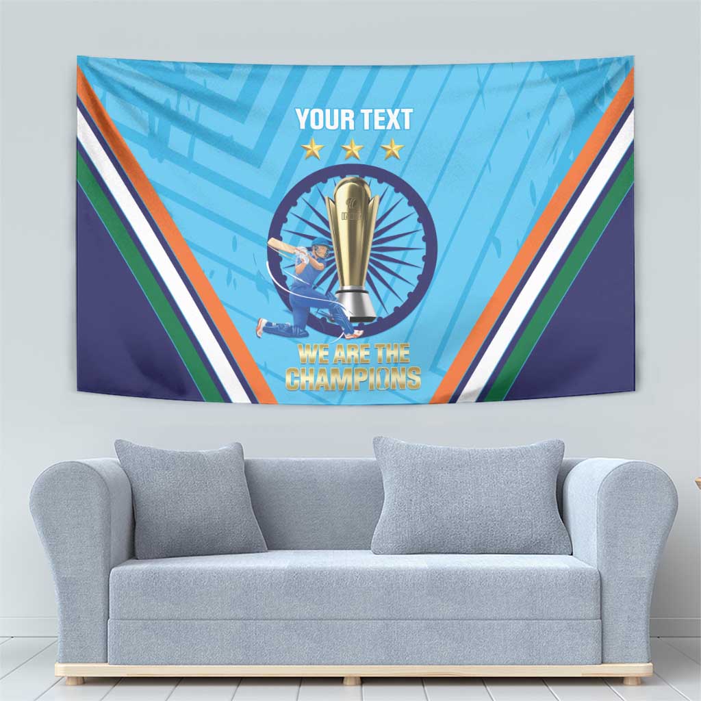 Personalised India Cricket Tapestry 2025 Men In Blue 3rd Champions Proud
