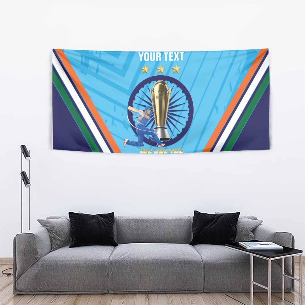 Personalised India Cricket Tapestry 2025 Men In Blue 3rd Champions Proud