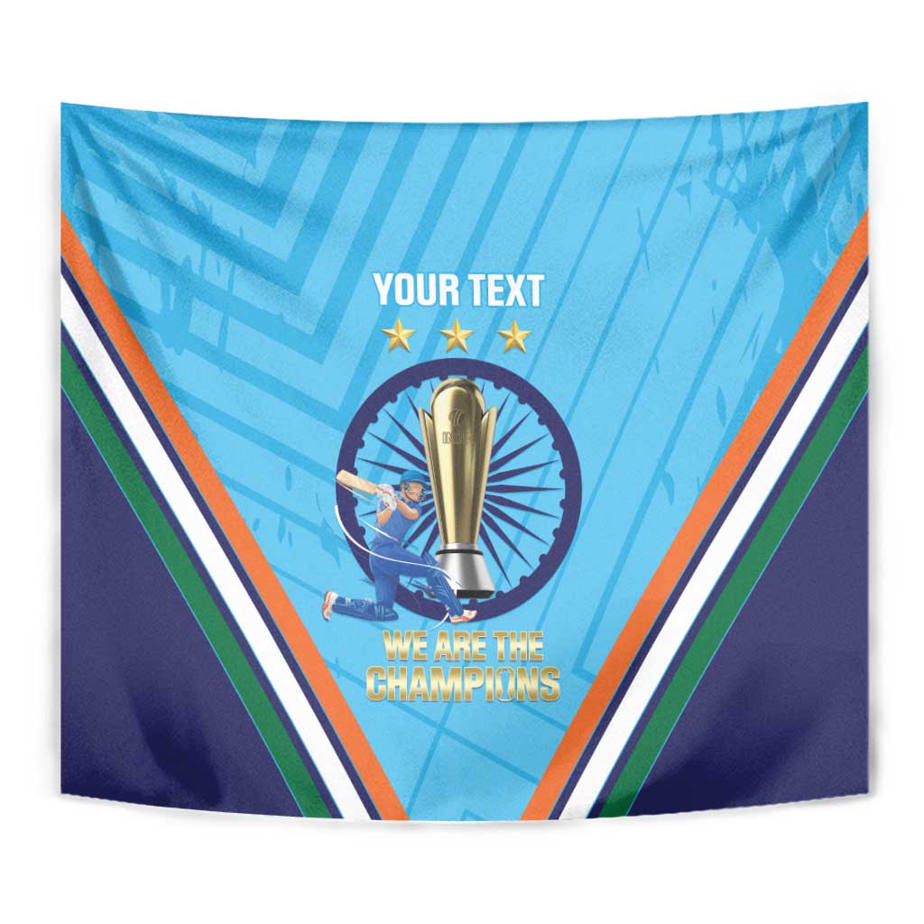 Personalised India Cricket Tapestry 2025 Men In Blue 3rd Champions Proud