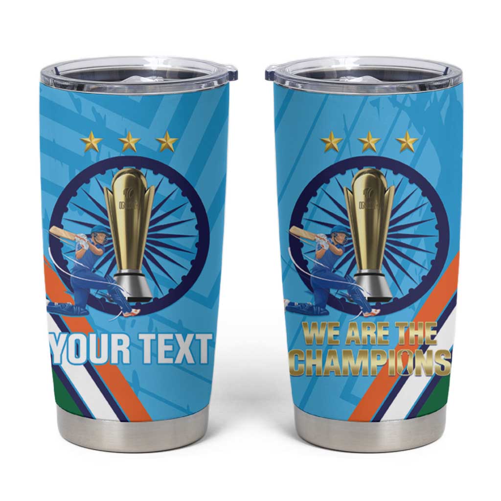 Personalised India Cricket Tumbler Cup 2025 Men In Blue 3rd Champions Proud