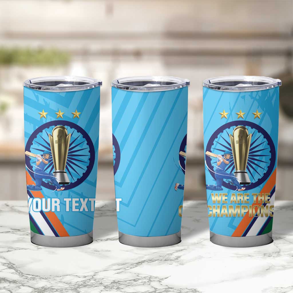 Personalised India Cricket Tumbler Cup 2025 Men In Blue 3rd Champions Proud