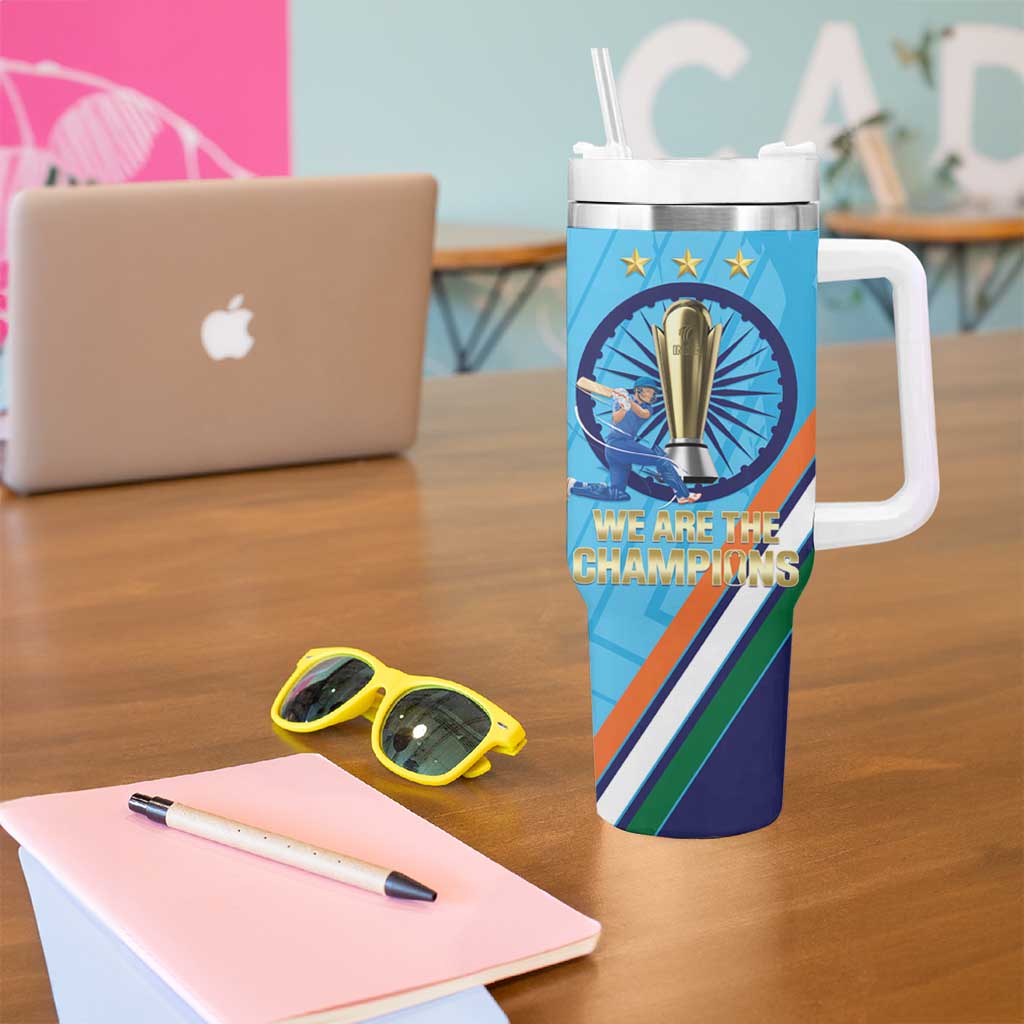 Personalised India Cricket Tumbler With Handle 2025 Men In Blue 3rd Champions Proud