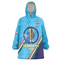Personalised India Cricket Wearable Blanket Hoodie 2025 Men In Blue 3rd Champions Proud