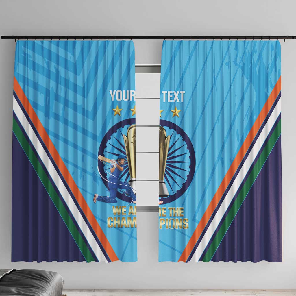 Personalised India Cricket Window Curtain 2025 Men In Blue 3rd Champions Proud