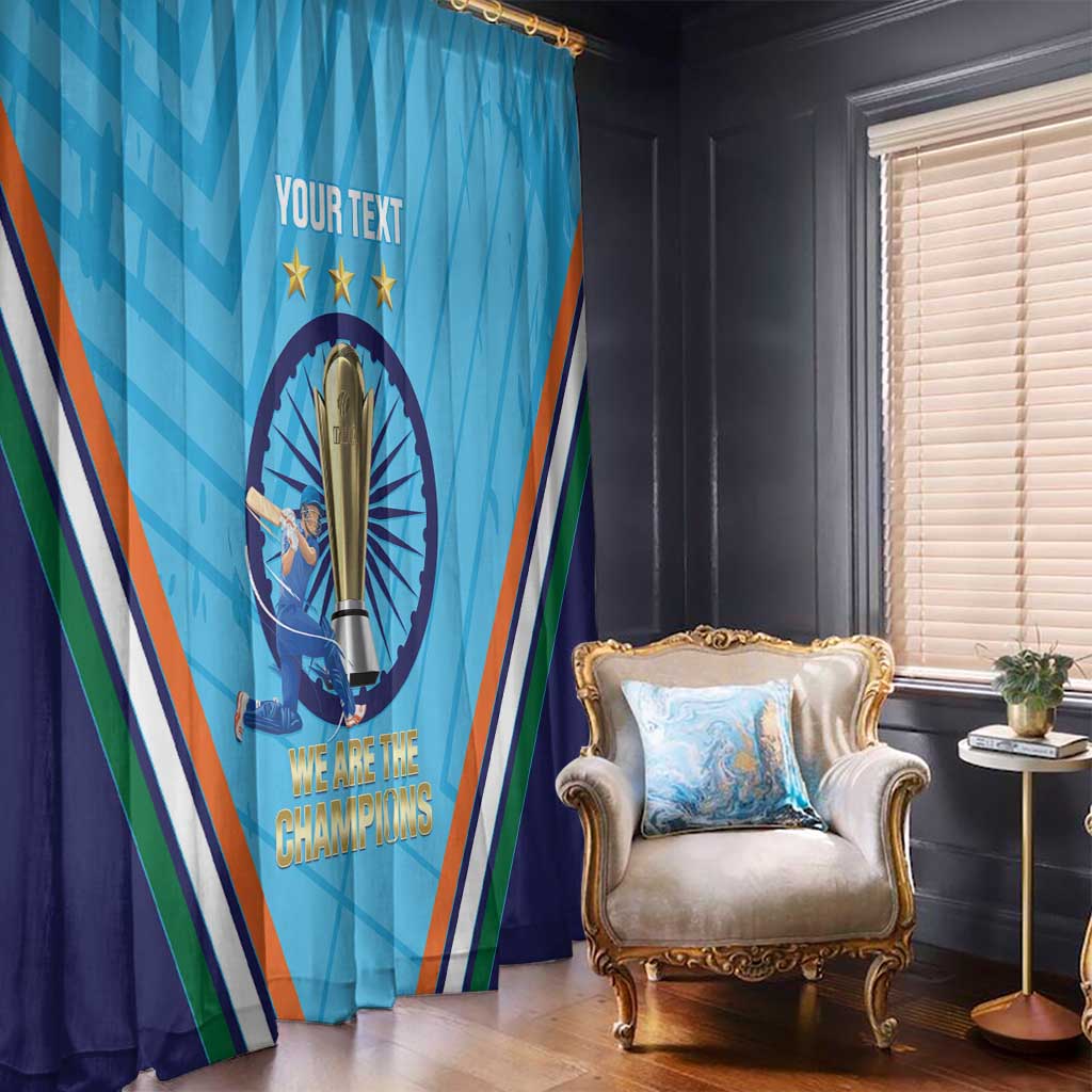 Personalised India Cricket Window Curtain 2025 Men In Blue 3rd Champions Proud