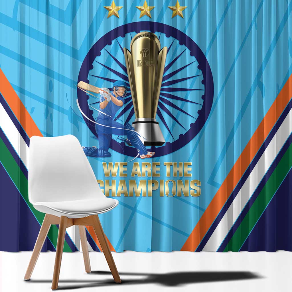 Personalised India Cricket Window Curtain 2025 Men In Blue 3rd Champions Proud