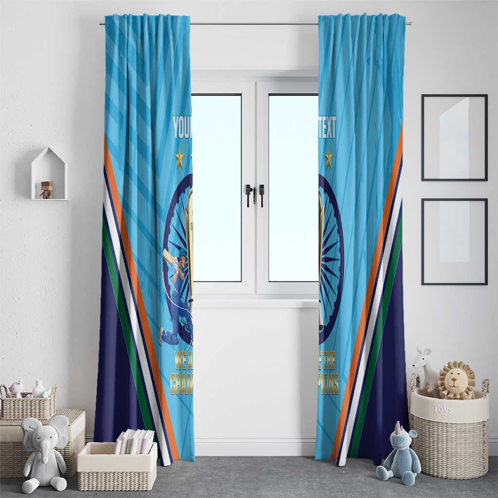 Personalised India Cricket Window Curtain 2025 Men In Blue 3rd Champions Proud