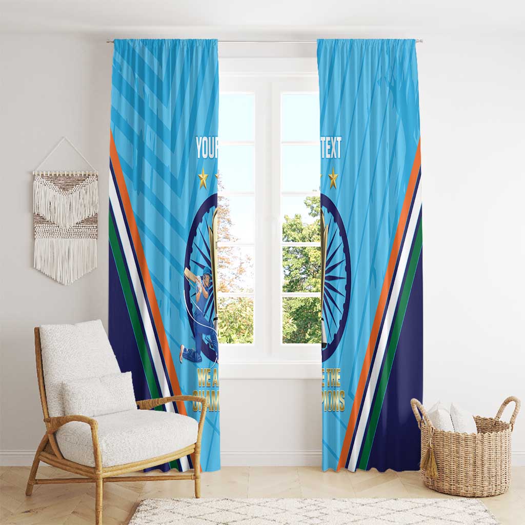 Personalised India Cricket Window Curtain 2025 Men In Blue 3rd Champions Proud
