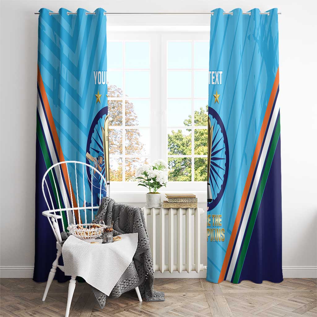 Personalised India Cricket Window Curtain 2025 Men In Blue 3rd Champions Proud