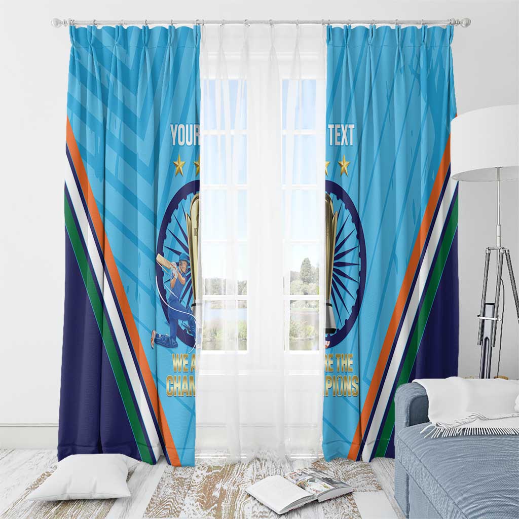 Personalised India Cricket Window Curtain 2025 Men In Blue 3rd Champions Proud