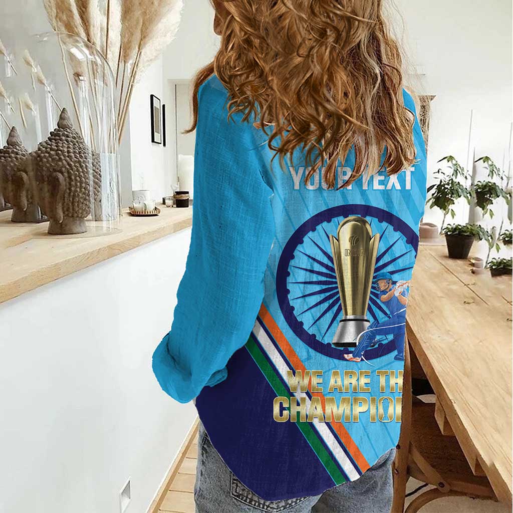 Personalised India Cricket Women Casual Shirt 2025 Men In Blue 3rd Champions Proud