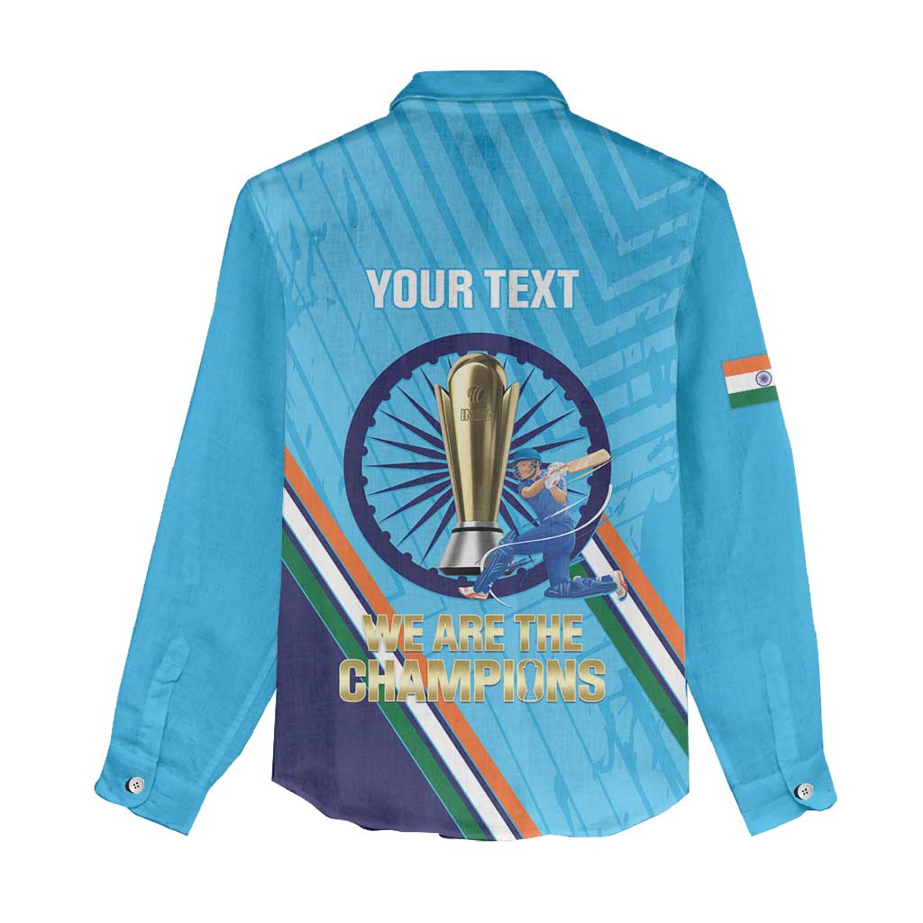 Personalised India Cricket Women Casual Shirt 2025 Men In Blue 3rd Champions Proud