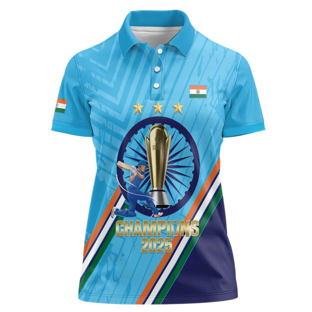 Personalised India Cricket Women Polo Shirt 2025 Men In Blue 3rd Champions Proud