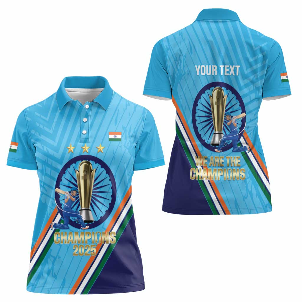 Personalised India Cricket Women Polo Shirt 2025 Men In Blue 3rd Champions Proud