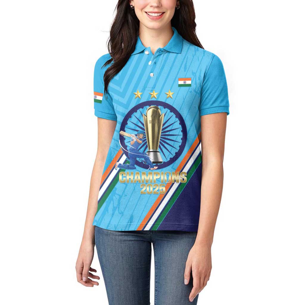 Personalised India Cricket Women Polo Shirt 2025 Men In Blue 3rd Champions Proud