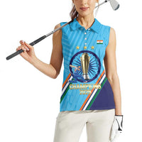 Personalised India Cricket Women Sleeveless Polo Shirt 2025 Men In Blue 3rd Champions Proud