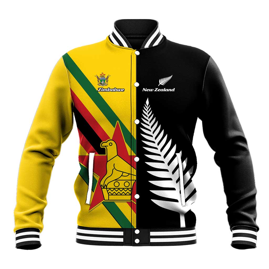 Custom New Zealand and Zimbabwe Baseball Jacket NZ Fern Zim Flag Half Style